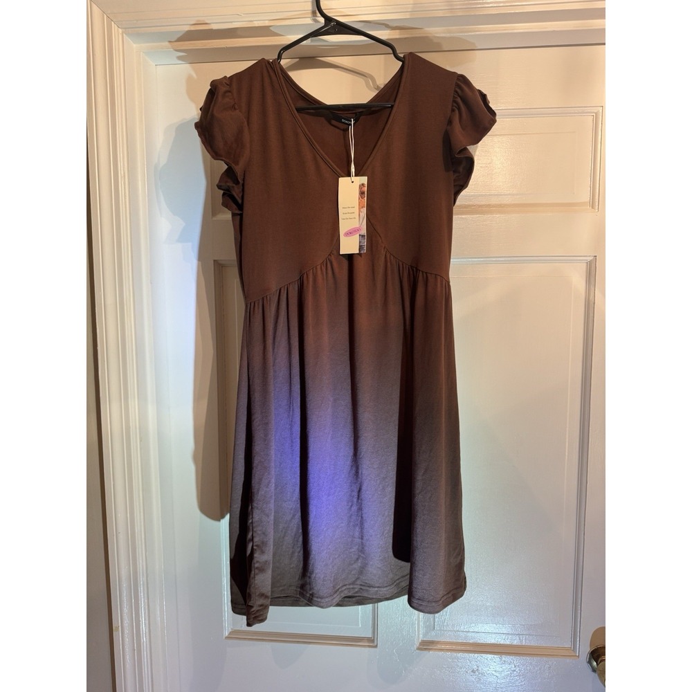 DOKOTOO Mini Dress Brown Womens Size Medium NWT